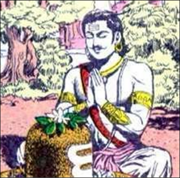 File:Arjuna Worships Shiva Linga.png