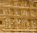 Another panel from Khajuraho Note the intricate and fine outline of the figurines carved.The temples were completed over a period of 200 years.